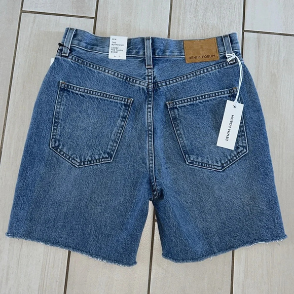 Denim Forum 90s Boyfriend Hi-Rise Thigh Relaxed Denim Cut Off Jean Short - Picture 8 of 9